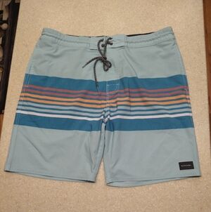 Rip Curl Men’s Light Blue Striped Swim Trunks 36 8"